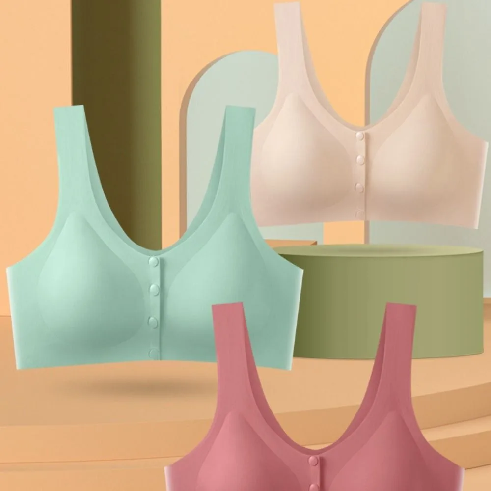 Ultra-thin Seamless Bra with Pad Beautiful Back Wireless Ice Silk Front Button Bras Air Cooling Bralette Women's Push Up Bra