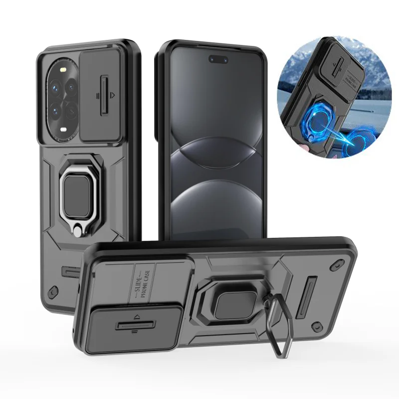 Slide Lens Protect Shockproof Armor Phone Case For Huawei Nova 13 Pro Nova 13 5G Ring Holder Cover For Nova13 Nova13Pro