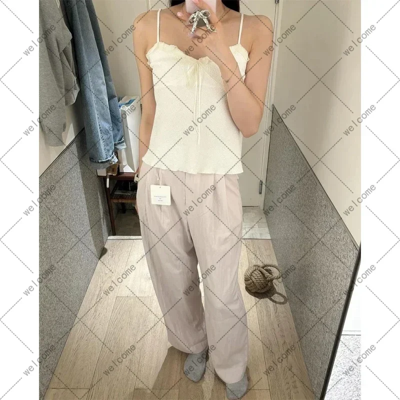 

Refreshing Fashionable South korea Dongdaemun 24 Summer Versatile Loose Slimming Texture Straight Casual Pants Women