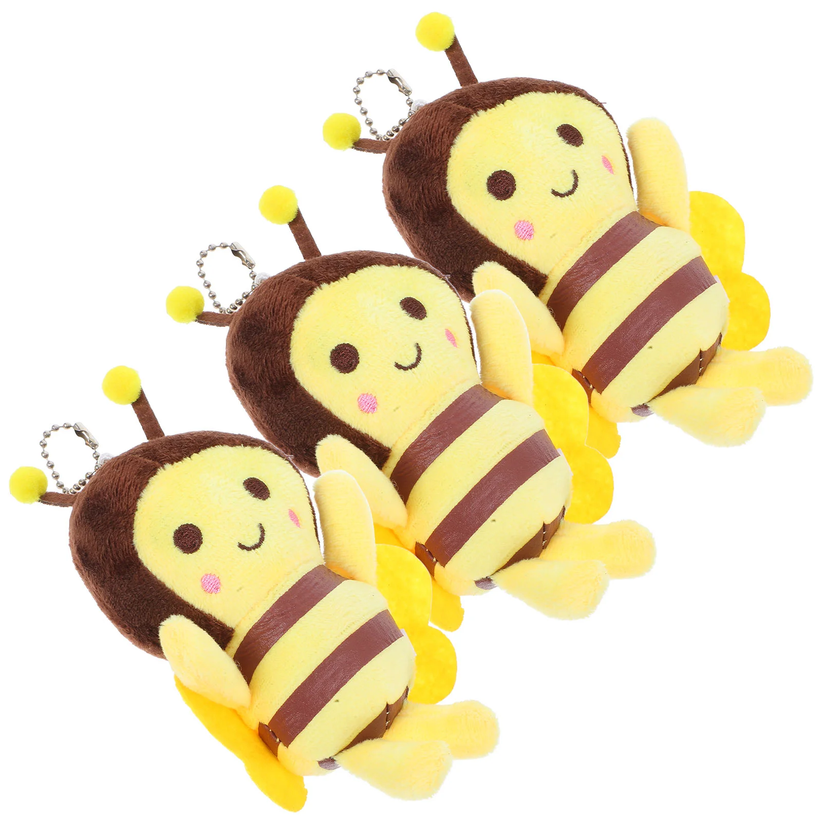 3 Pcs Little Bee Pendant Stuffed Venom Toys Decorate Backpack Hanging Lovely Keychain Pp Cotton Plush Dolls