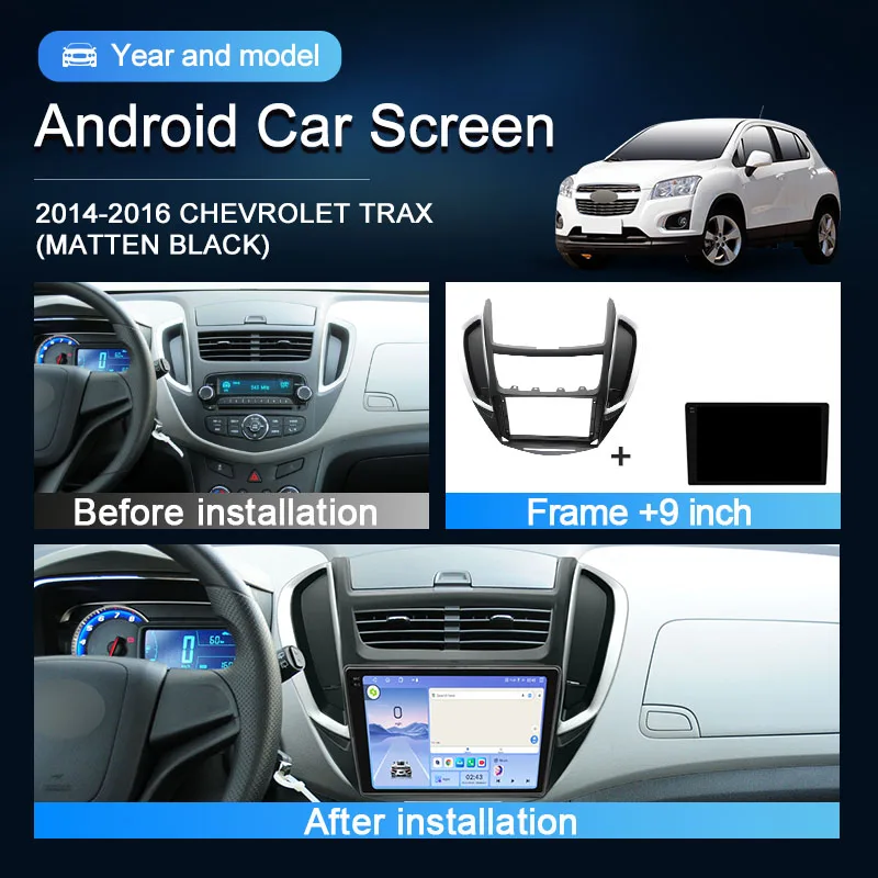 راديو سيارة MeiHua مقاس 9 بوصة لسيارة شيفروليه تراكس أندرويد 14 Carplay مشغل فيديو متعدد الوسائط وحدة رأس 2K وشاشة QLED