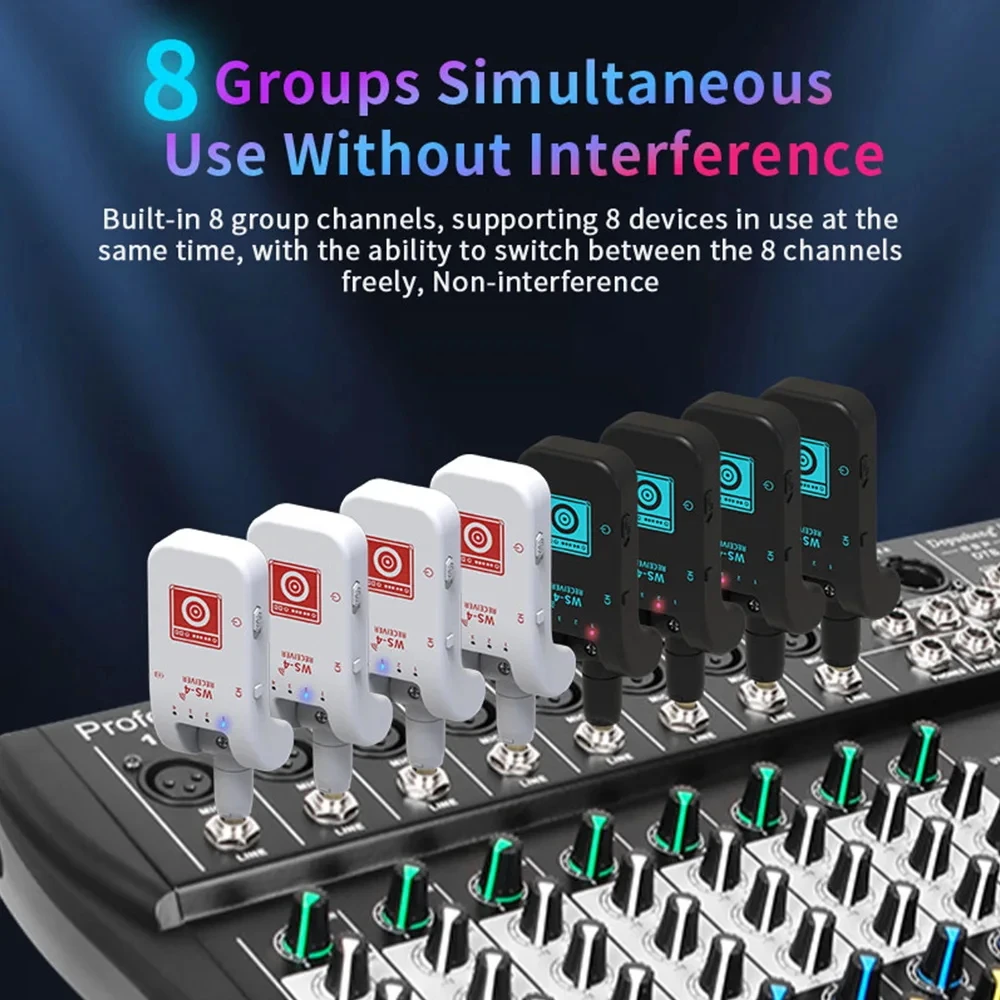 2.4G Wireless Guitar System Guitar Transmitter Receiver Set USB Rechargeable Wireless System for Electric Guitar Bass Violin