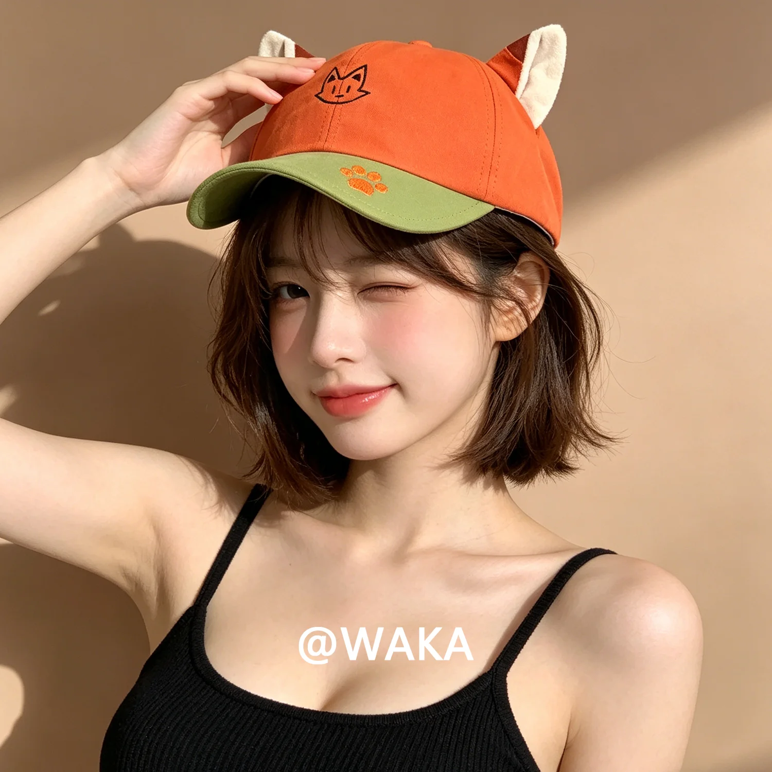 

WAKA Unisex Reversible Fox Baseball Cap Cute Animal Ear Embroidery Casual Sun Hat for Men Women Streetwear