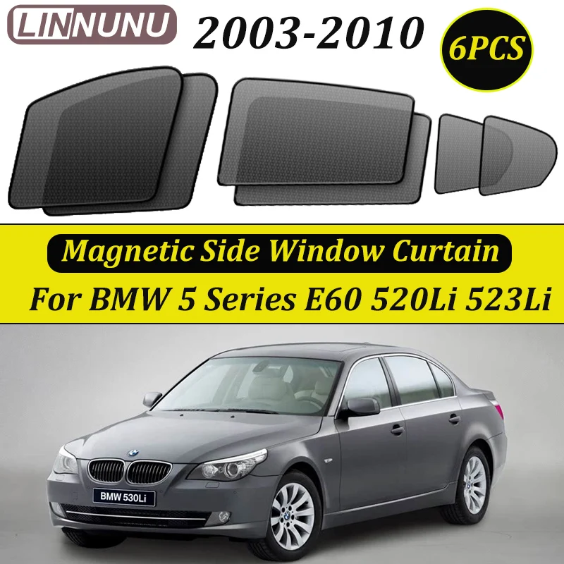 

LINNUNU для BMW 5 серии E60 2003-2010 520li 523li 528Li 530li магнитный автомобильный солнцезащитный козырек, занавеска на лобовое стекло, солнцезащитный козырек на боковое окно