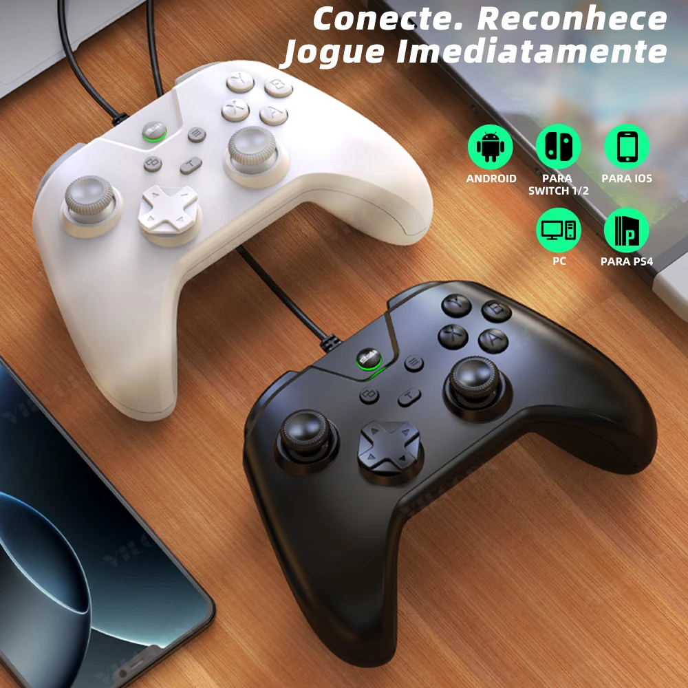 Controle de Jogo com Fio G4 para Switch 2 e PC, Gamepad com Taxa de Polling de 1000Hz e Vibração Dupla para PS4, Steam, Android
