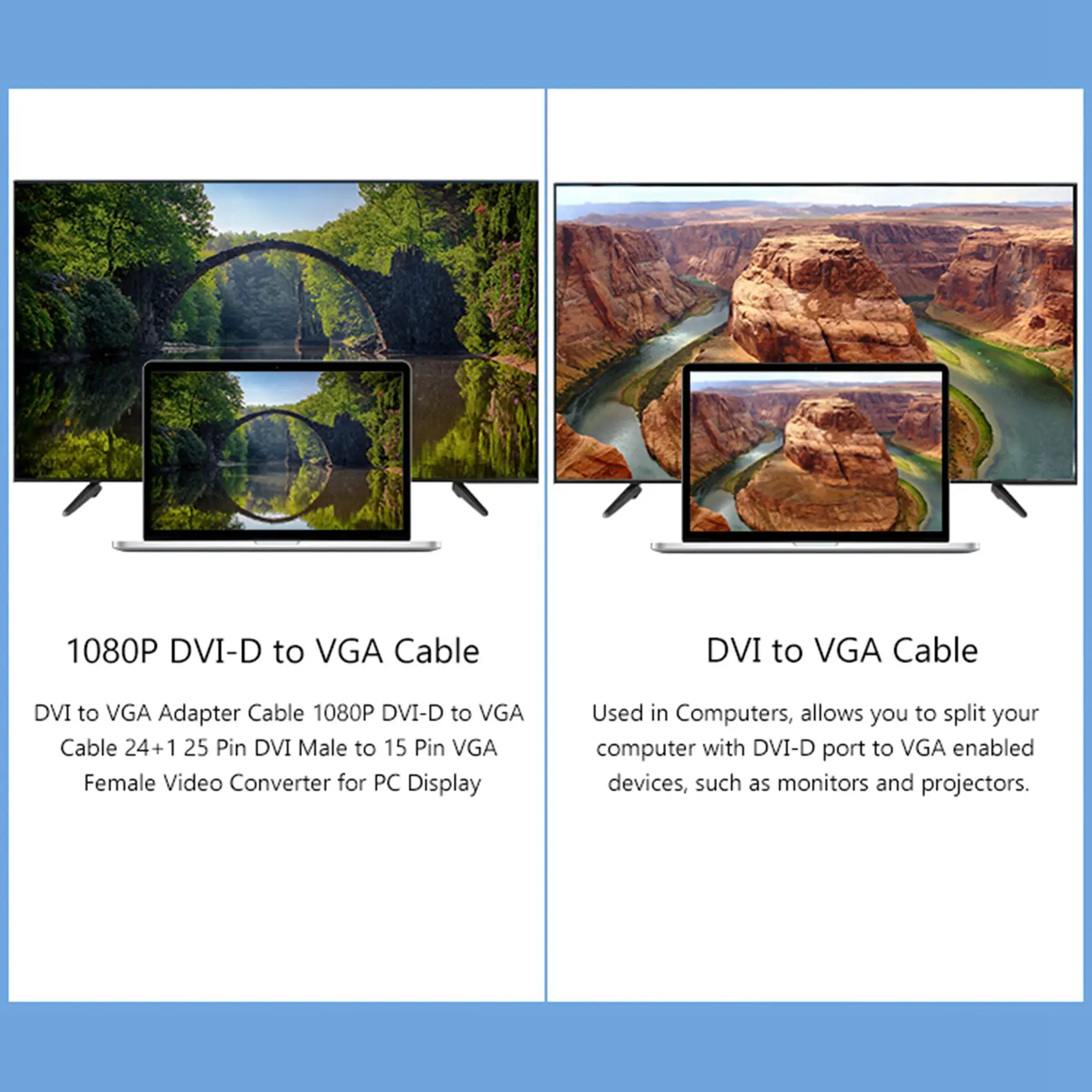 كابل محول RISE DVI إلى VGA 1080P DVI-D إلى كابل VGA 24 + 1 25 Pin DVI ذكر إلى 15 Pin VGA أنثى محول فيديو لعرض الكمبيوتر