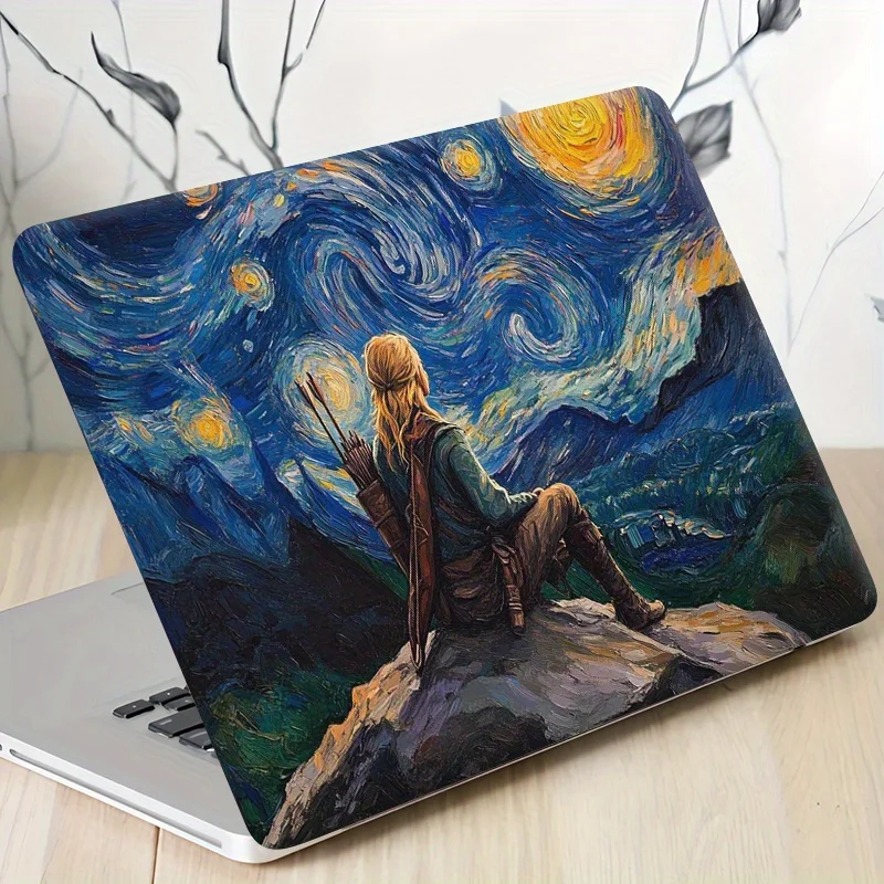 3 Pieces, 1 Piece Spare - Easy-to-Apply PVC Laptop Skin with Stitched Design, Traceless Sticker for 12-15.6 Laptop - Starry Sky