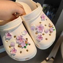 12PCS Summer Fashion Romantic Cherry Blossom Shoe Charms for Clogs Shoes Decorations Charm Set DIY Accessories