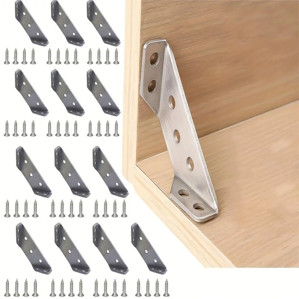 

15 шт. угловой кронштейн из нержавеющей стали, угловой кронштейн с монтажными винтами, мебельная фурнитура для деревянных мебельных полок