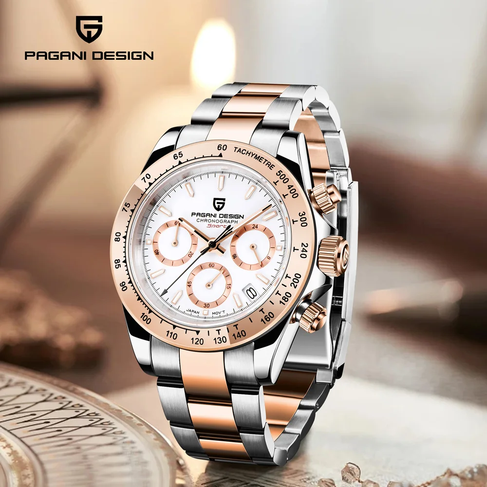 PAGANI DESIGN 2026 Neue Chronograph Luxus Quarzuhren für Herren Japan VK63 Uhrwerk Wasserdicht 100m Edelstahl Automatikuhr
