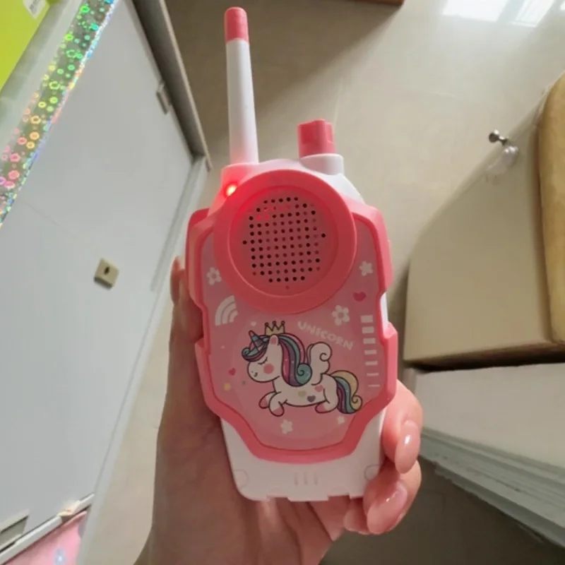 어린이 워키 토키 2팩 무선 부모 자녀 교육 야외 장난감 유니콘 우주 비행사 디자인의 소녀를위한 생일 선물