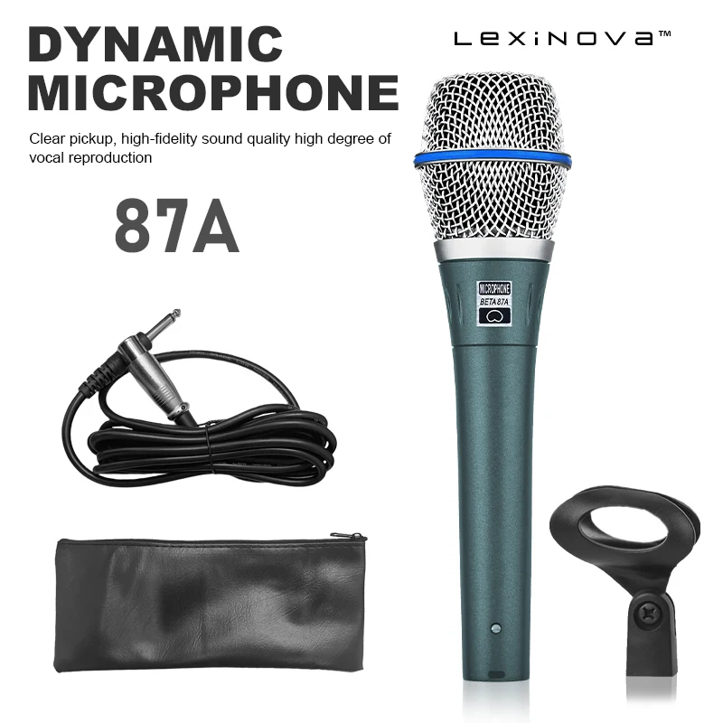 Nueva versión mejorada 87A micrófono dinámico profesional micrófono de mano con cable conector de 6,35mm para Karaoke canto grabación Vocal