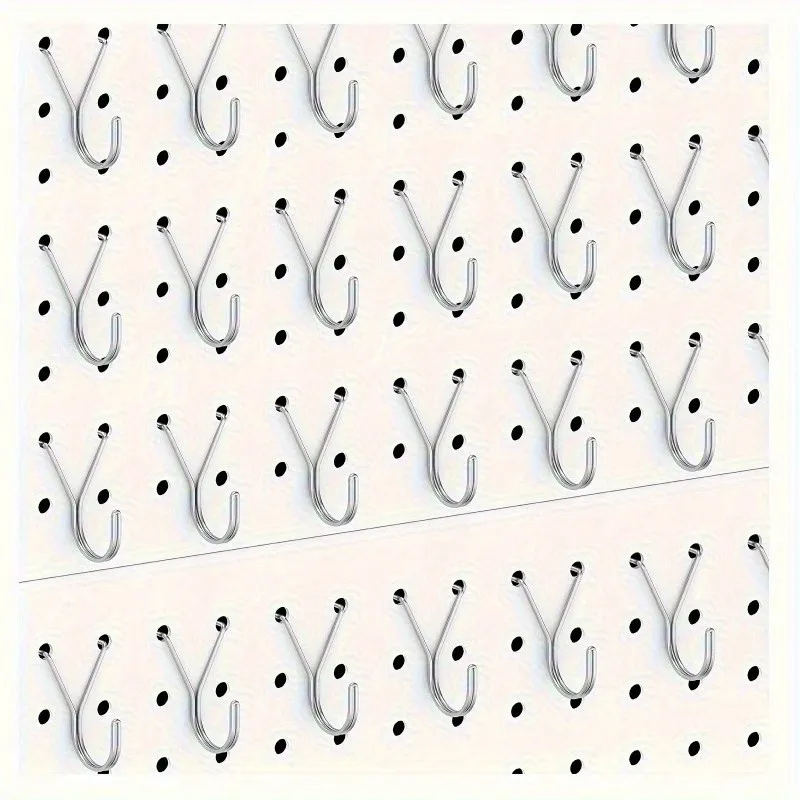 27 pcs 25mm Pegboard Hooks, Easy Snap-On Pegboard Fit, Garage Tool Storage Kitchen Utensil Hanging, 304 Stainless Steel