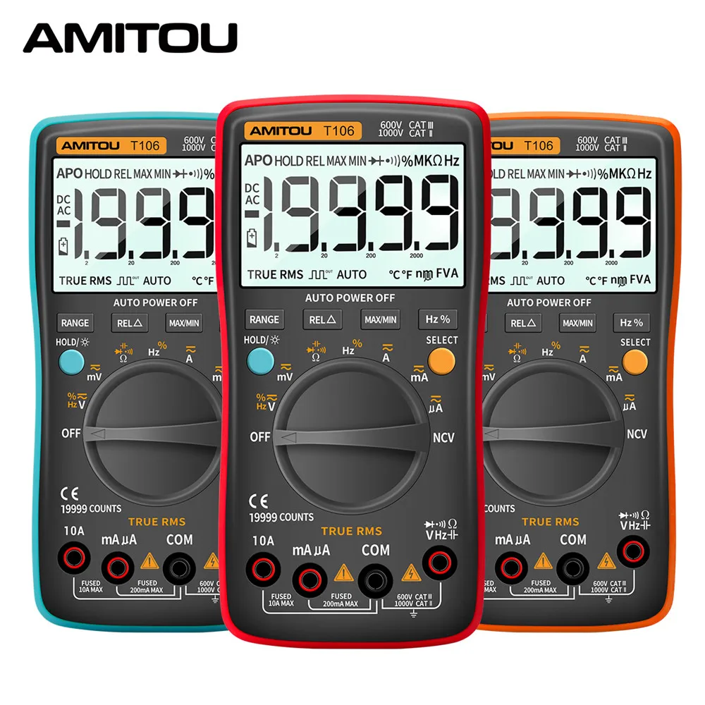 AMITOU T106 Digital 19999 conteggi multimetro professionale elettrico automatico AC/DC Tester di corrente misuratore di tensione strumenti per elettricisti