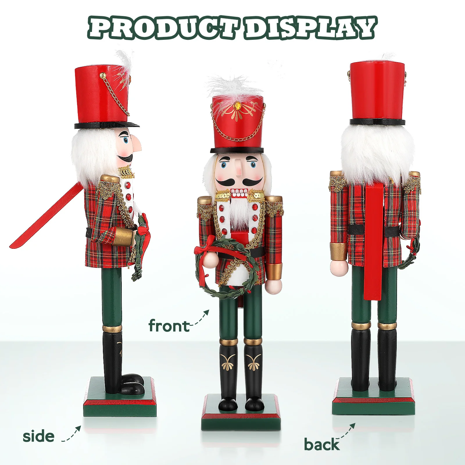 

Nutcracker Soldier Wooden Christmas Decoration - Intricate Colorful Xmas Scene Layout Supply Indoor Festival Table Decor Gift