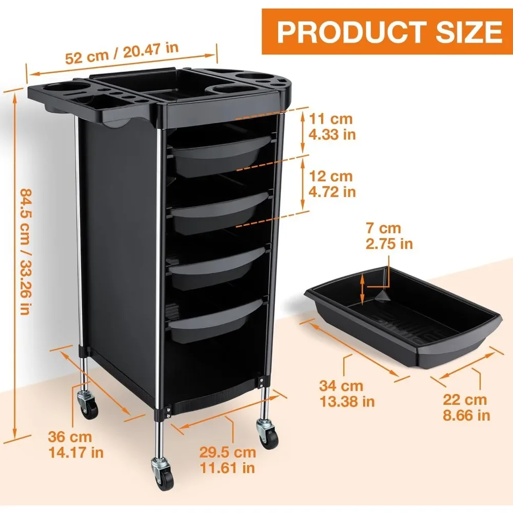 Hair Salon Storage Tool Cart, 6-Layer Salon Cart with Wheels,  Hair Salon Beauty Storage Cart for Hairdressing Beauty SPA Tattoo