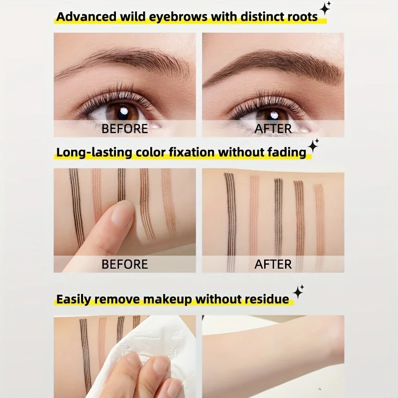 3D Soft Water Eyebrow Pencil - Waterproof, Smudge-Proof, Natural Hair-Like Strokes, Long-Lasting, Easy to Apply, Fine Tip,