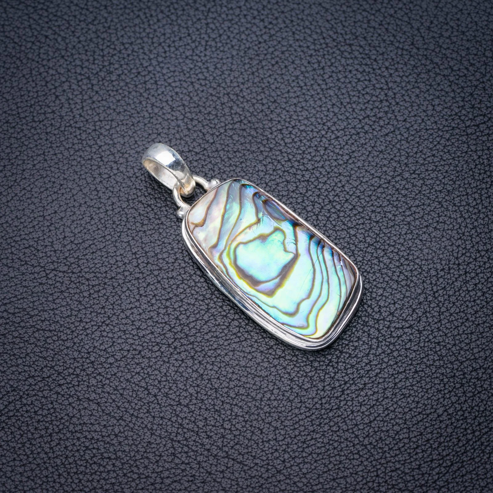 

StarGems Natural Abalone Shell Handmade 925 Sterling Silver Pendant 1.75" E4745