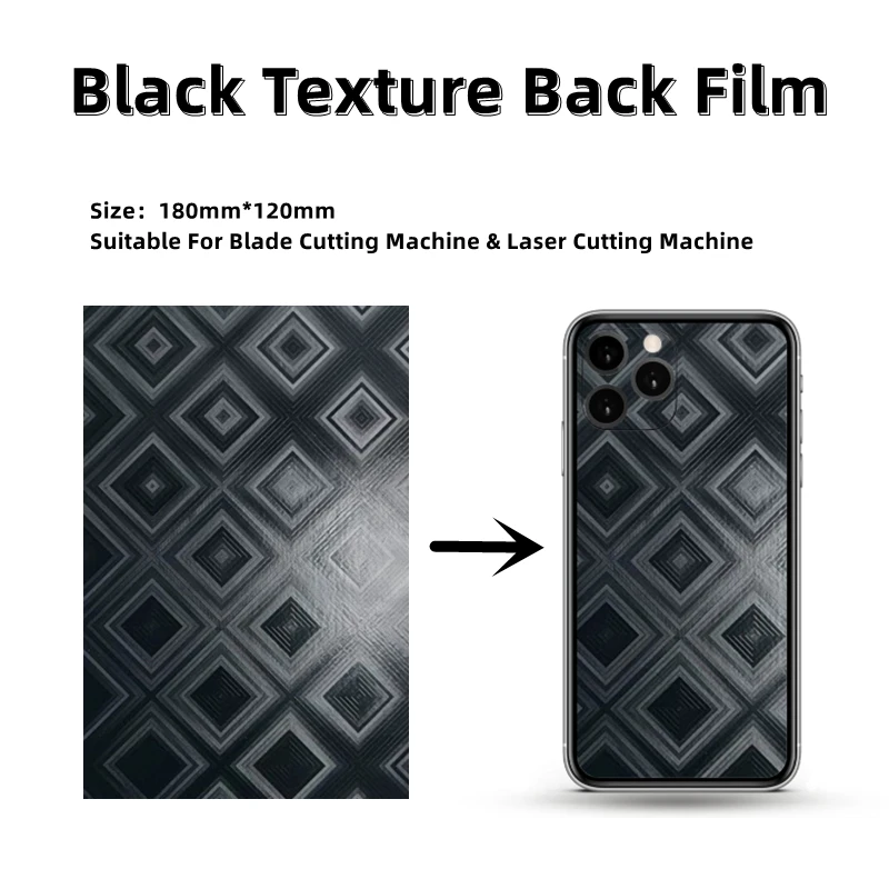 10-50pcs Black Back Film Protector Sticker For Blade Cutting Machine 180x120mm Square Texture Decorative Back Cover For iPhone