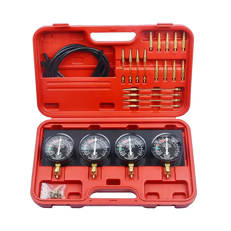 PROGICI Kraftstoff-Vakuum-Vergaser-Synchronisierer, Vergaserwerkzeug, Synchronisations-Set mit 4 Messgeräten, Gummischlauch, Vakuumbalancierer-Messgerät-Kit für Motorräder