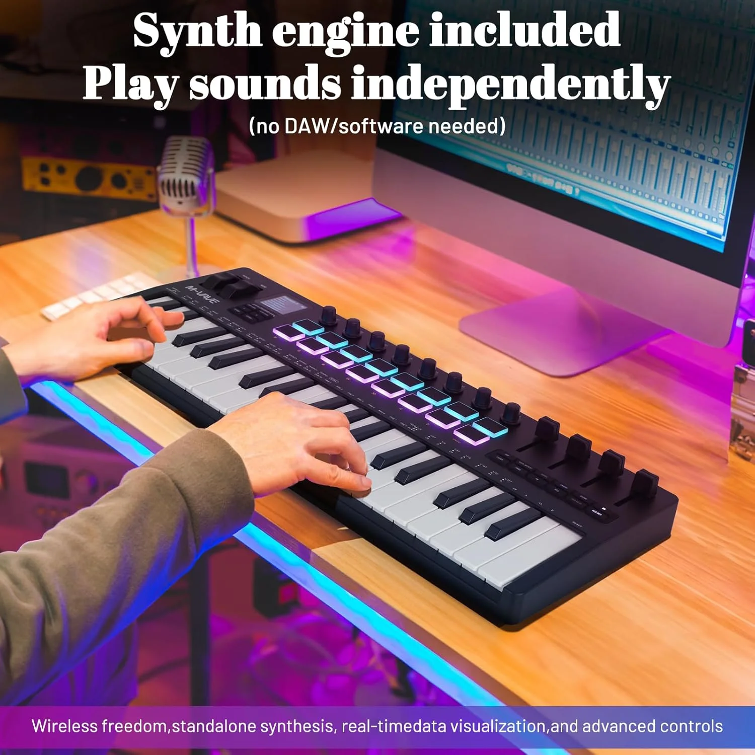 M-VAVE SMK-37 PRO 37Key Wireless MIDI Keyboard with DX-7 FM