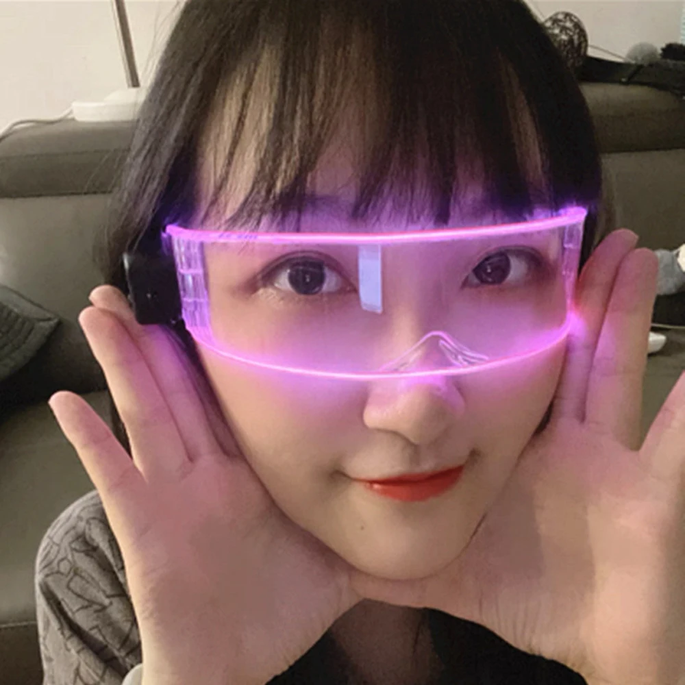 ฮาโลวีนแว่นตาเรืองแสง EL Party แว่นตา LED คริสต์มาสแว่นตาเรืองแสงแบบพกพาแบตเตอรี่ Pack สําหรับฮาโลวีนคอสเพลย์บาร์