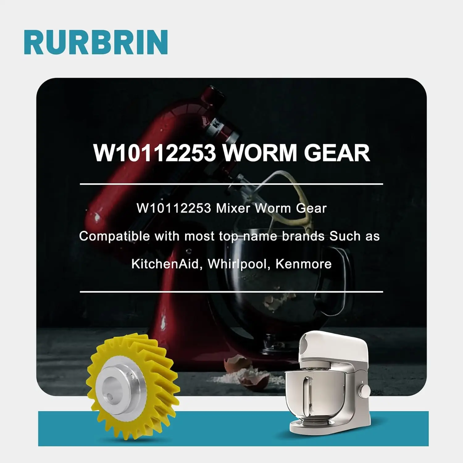 2-Pack Mixer Worm Gear compatible with KitchenAid Whirlpool W10112253 4162897 4169830 1491159 AP4295669 Replacement fits K45SS