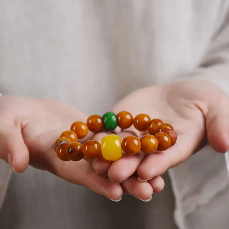 

Natural Old Amber Original Amber Backflow Pattern Old Mineral Material No Optimization Bracelet Couple Style Jewelry