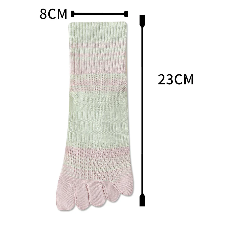 Women Cotton Five Finger Toe Socks Crew Sport Colors Summer Mesh Casual Calf Striped Socks 5-9 5-toes Thin Soft Cotton Sock image 3