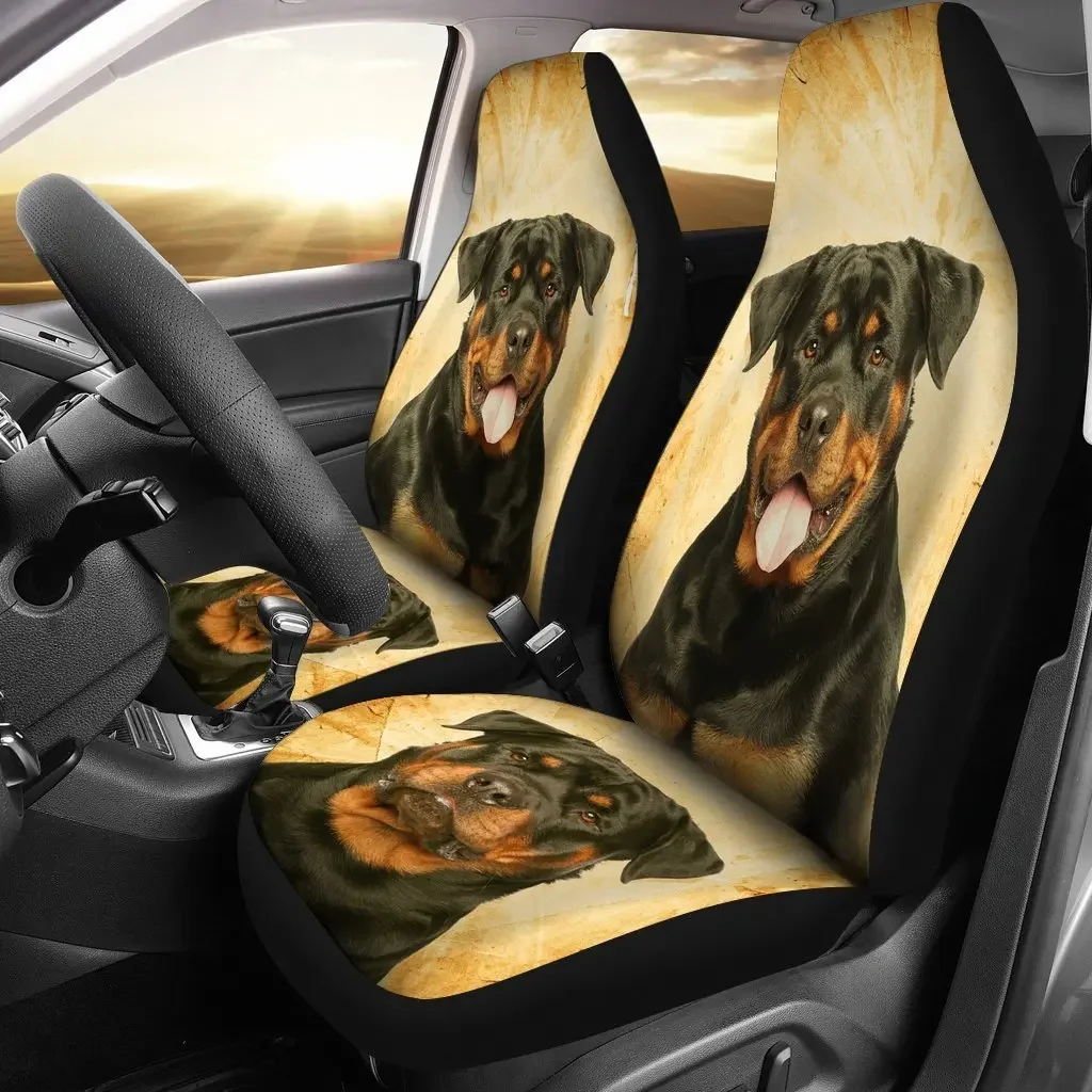 Rottweiler Print Car Seat Covers Set 2 Pc, Car Accessories Seat Cover,Pack of 2 Universal Front Seat Protective Cover