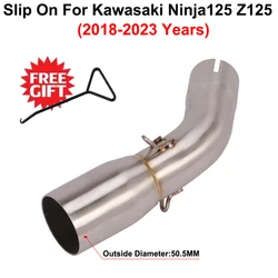 Slip On For Kawasaki Ninja125 Z125 20108 - 2023 Years Motorcycle Exhaust Escape Systems Stainless Middle Link Pipe Muffler 51MM