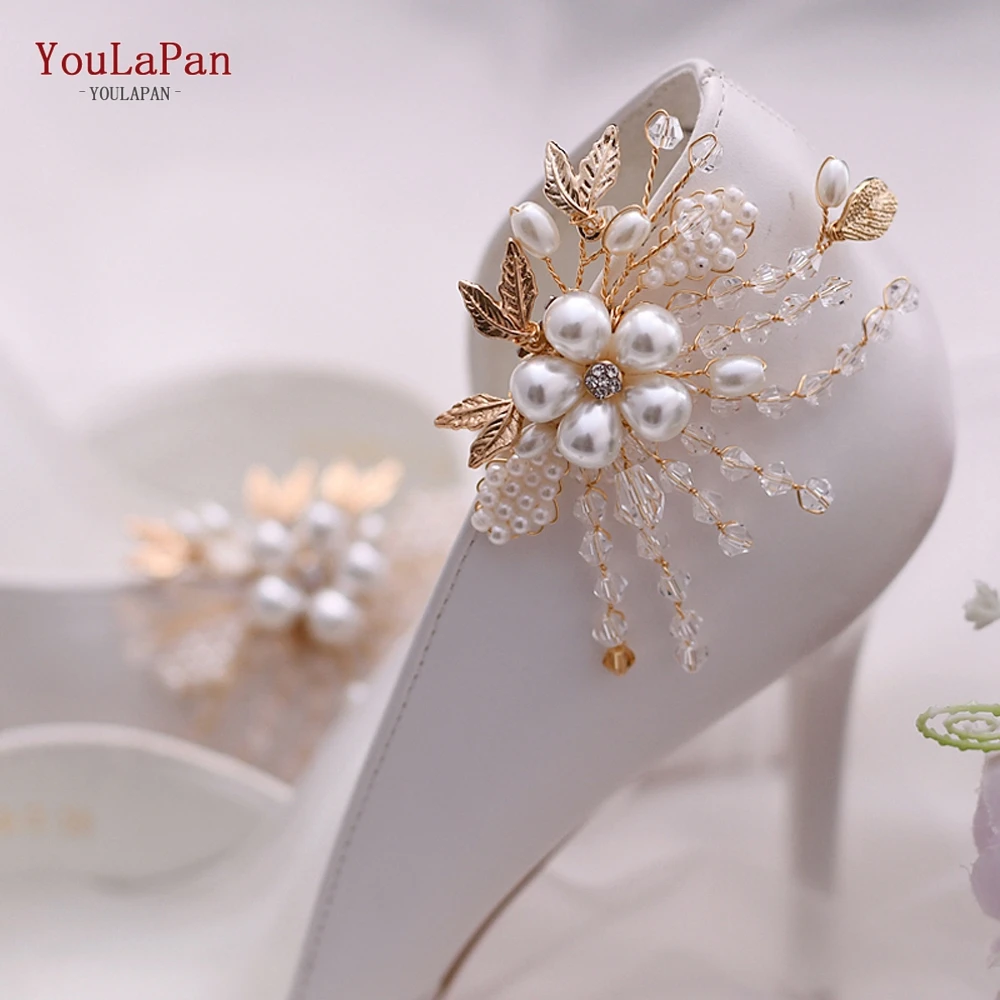 YouLaPan Removable Shoes Clips Pearl Bridal Wedding Shoes Buckle Charm Woman Shoes Accessories Crystal High Heel Decoration X06