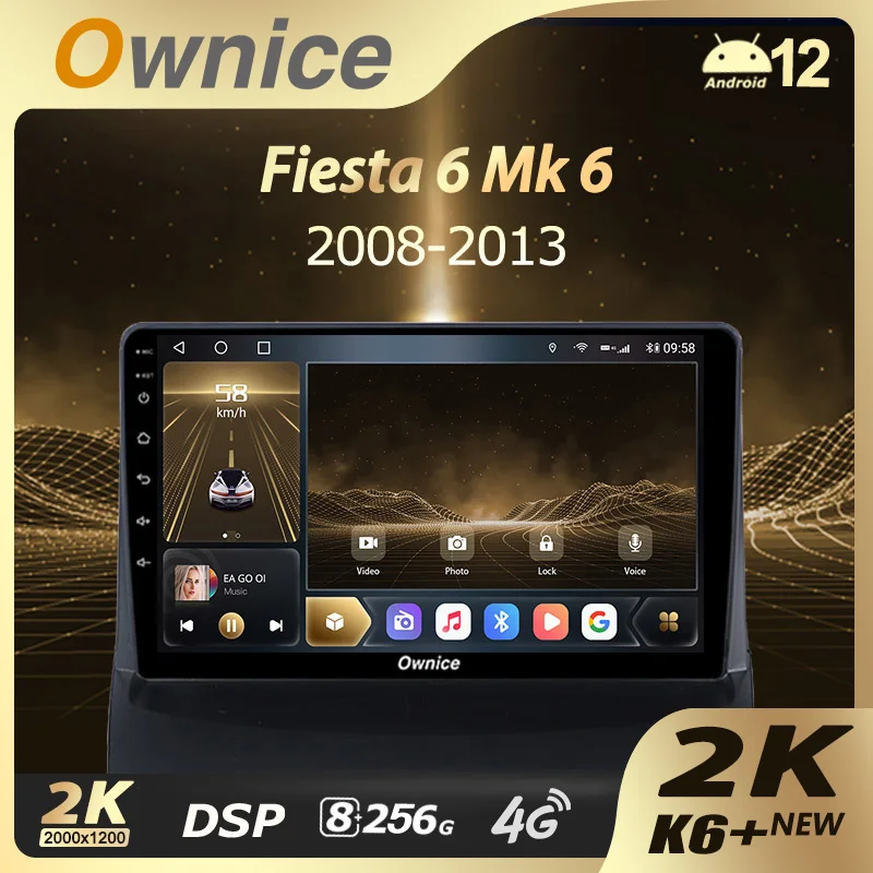 Ownice K6+ 2K for Ford Fiesta Mk 6 2008 - 2019 Car Radio Multimedia Video Player Navigation Stereo GPS Android 14 No 2din 2 Din