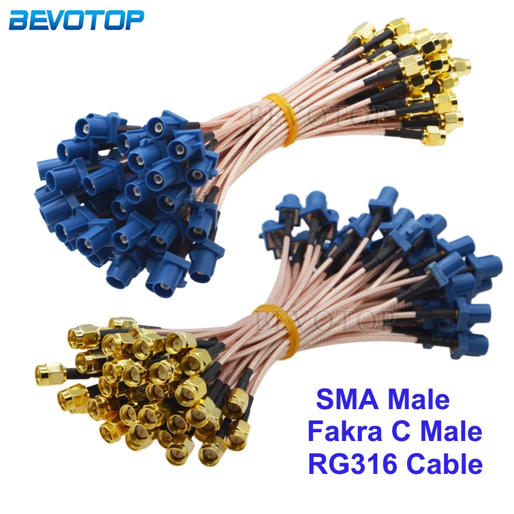 1Pcs Fakra C Male to SMA Male Connctor RG316 Car GPS Navigation Antenna Extension Cord RF Coax Pigtail Jumper Cable