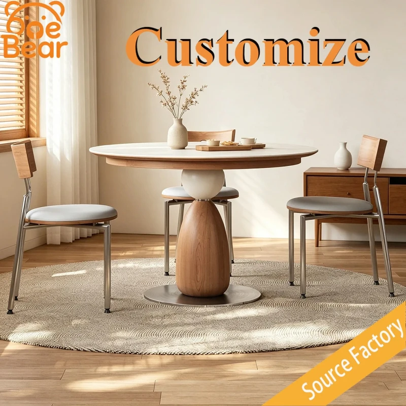 This sintered stone dining tabletop is heat resistant and scratch proof, simple to wipe off oil stains after meals.