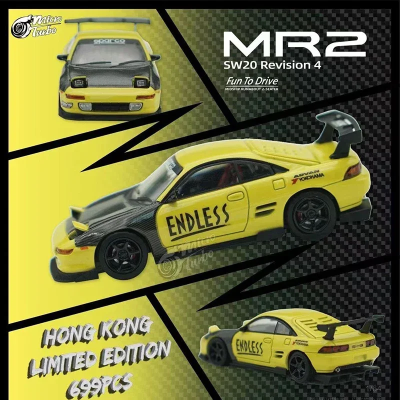 

MT 1:64 MR2 SW20 желтая карбоновая капота, литые модели автомобилей, игрушки для машинок MicroTurbo