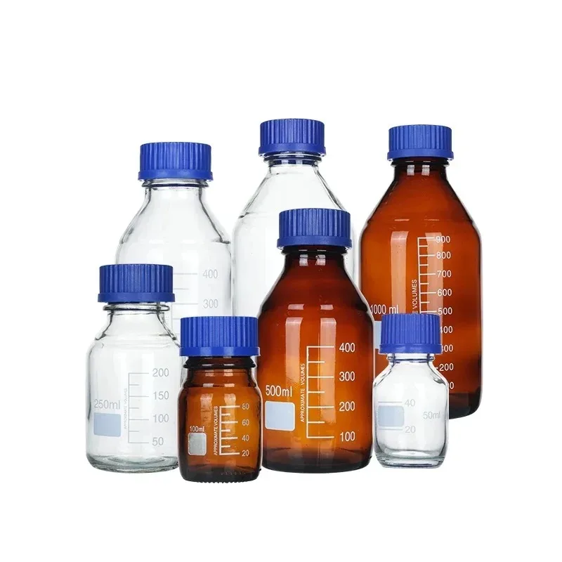 25ml To 1000ml Lab Transparent/Brown Screw Cap Reagent Bottle Sealed Bottle Glass Laboratory Sample Bottle ,Without Gasket