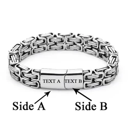 12mm Custom Text  Men Stainless Steel Bracelets Double Cuban Chain band Smooth Engrave Logo Id Bracelet Gift Jewelry