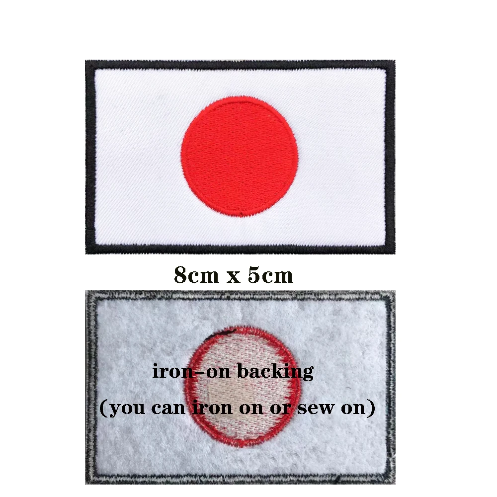 1PC Japan Flag Patches Armband Embroidered Patch Hook & Loop Or Iron On Embroidery  Badge Military Stripe