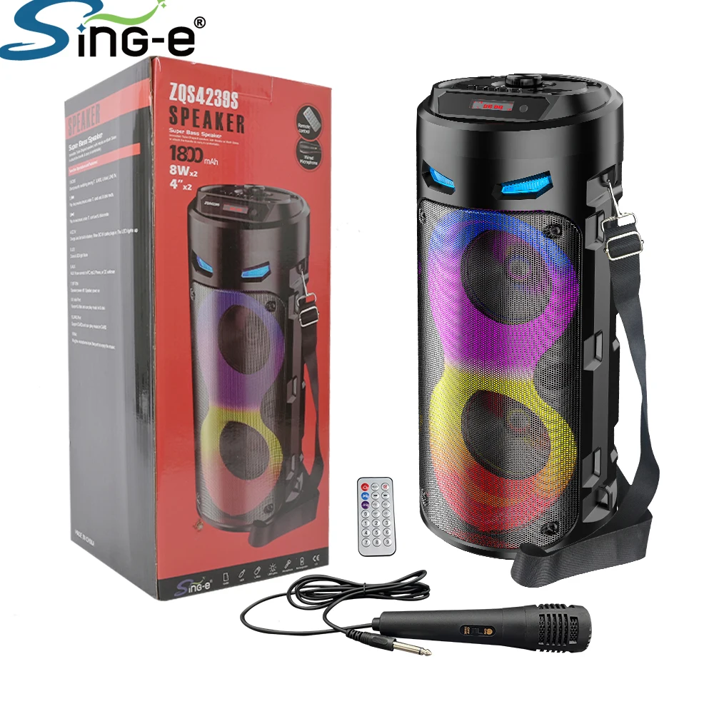 

ZQS-4239S Portable Wireless Bluetooth Speaker Luxury 4inch Rolling Large BT Speaker Lightweight Handcart Karaoke Party Player