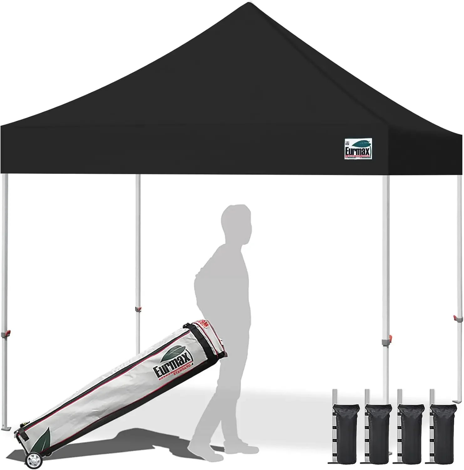 USA 10x10ft Pop Up Canopy,Commercial Instant Tent for Outdoor Events,Patented No-Tip Rolling Storage Bag with 4 Sandbags,UV & Wa