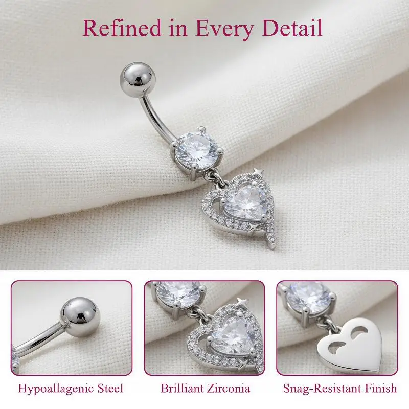 Body Jewelry Surgical Steel - 1 Buah Cincin Pusar Gantung yang
