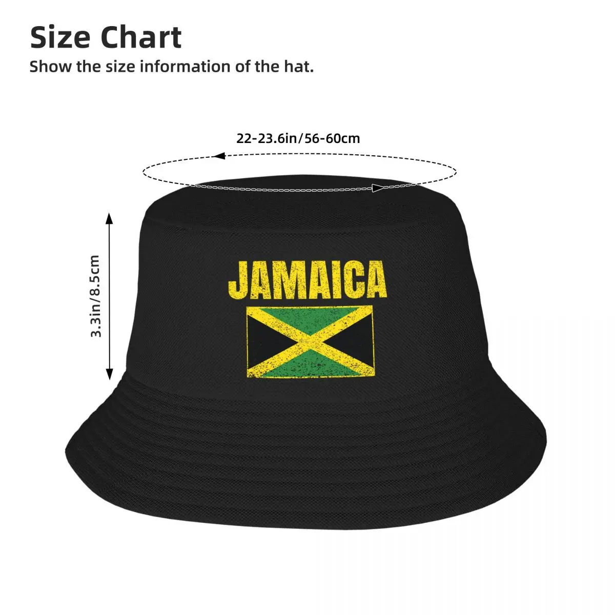 Custom Jamaica Country Jamaican Flag Bucket Hat Women Men Beach Sun Summer Camping Cap