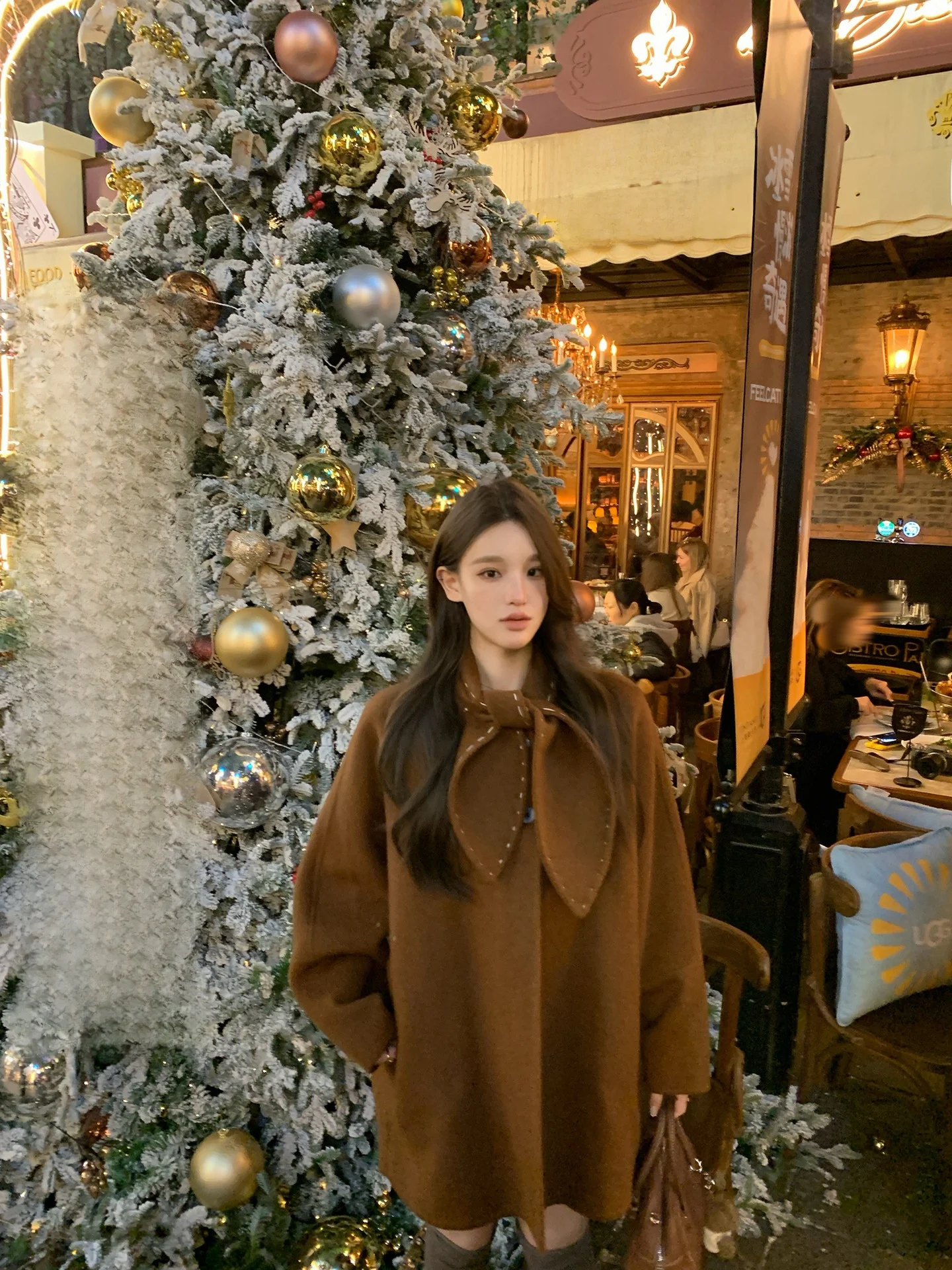 

Двустороннее шерстяное пальто с арочными пуговицами и воротником «кроличьи ушки» от NORA STUDIO, Зима 2025, Новинка, Элегантная женская куртка для повседневной носки