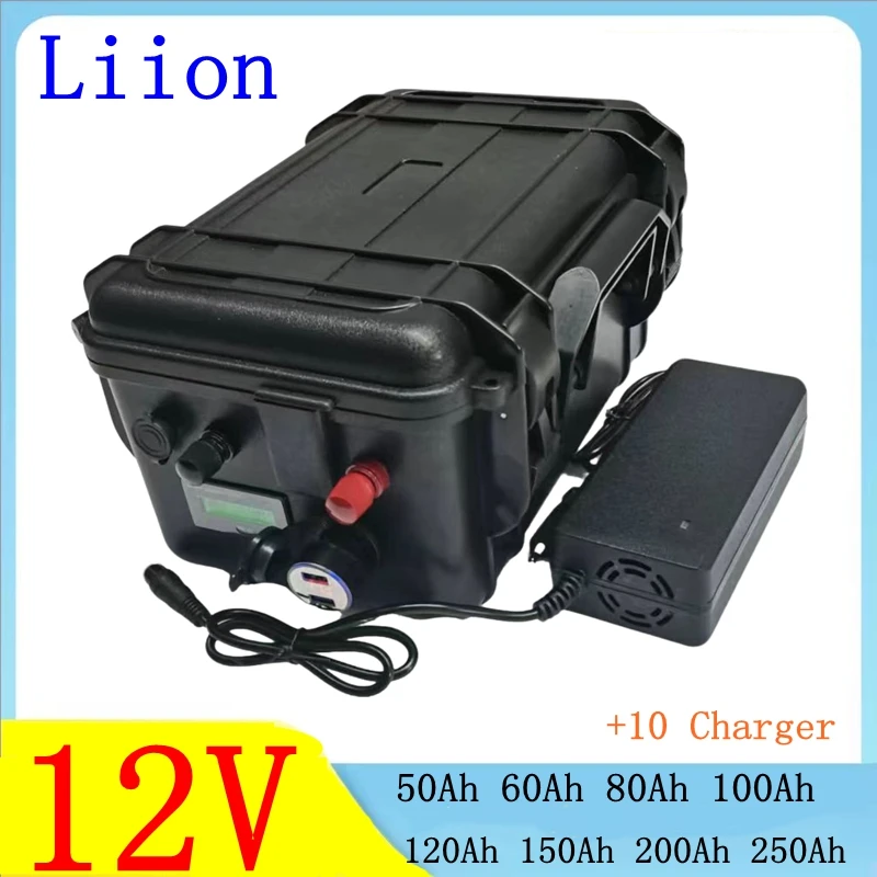 

Водонепроницаемый литиевый аккумулятор 12 В, 80 Ач, 100 Ач, 60 Ач, 150 Ач, 12 В, 200 Ач, литий-ионный аккумулятор для троллинга, рыбалки, надувной лодки, кемпинга, электромобилей