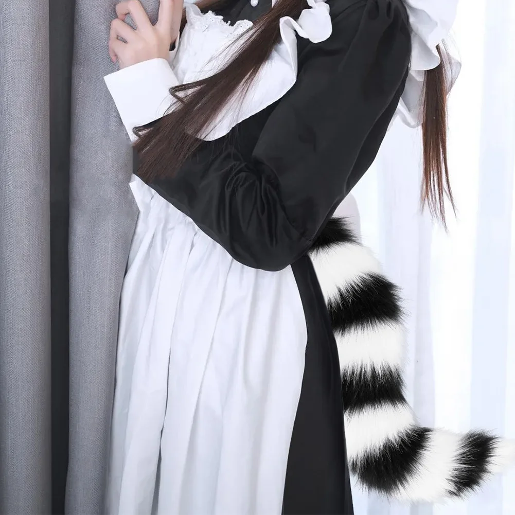 

Plush Beast Tail Cosplay Accessories Striped Cat Tail Show Props Handmade Fox Tail