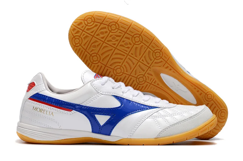 Authentic MizunoCreation MORELIA M8 IC Men's Sports Shoes MizunoOutdoor Sneakers Men Shoes Rose White/Blue/Red Size Eur 40-45