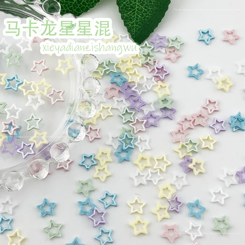 

50pcs French Hollow Heart Star Mini Nail Charms Parts Macaron Mix Colors Star Nail Art Accessories DIY Nail Decorations Supplies