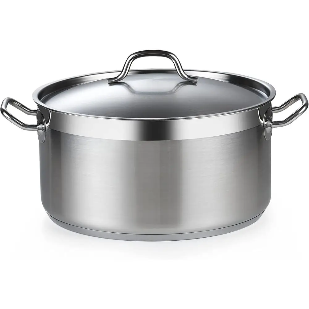 

Dutch Oven Casserole with Lid, 9 Quart Proional StainlSteel Stockpots, Silver