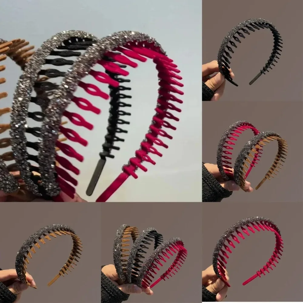 

Vintage Rhinestone Hairband with Flocking Finish Non-Slip Teeth Grip for Women Girls Special Occasions Luxury Fashion Headwear
